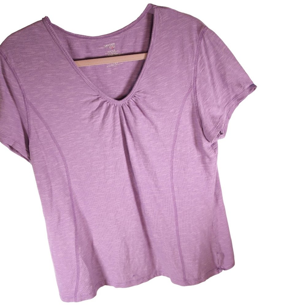 Danskin V-Neck Knit Top Purple Ladies Size XL